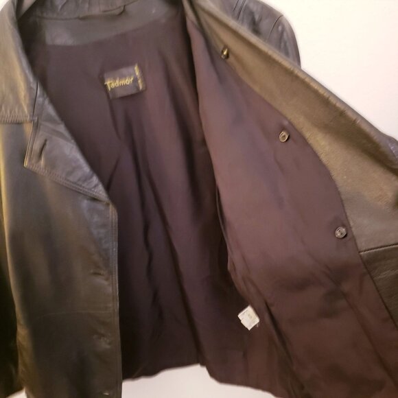 Tadmor Vintage Black Leather Button Front Cropped Jacket Made in Israel Size 40 - Picture 10 of 15